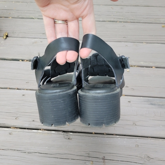 Vintage 90s y2k MIA Black Greek Fisherman Chunky Platform Jesus Sandals 8.5 - Picture 5 of 8